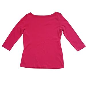 Talbots Women's Red Tee With 3/4 Length Sleeves Size Petite/Small